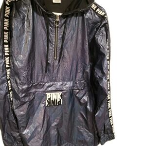 Blue Metallic PINK Windbreaker Half Zip  Jacket